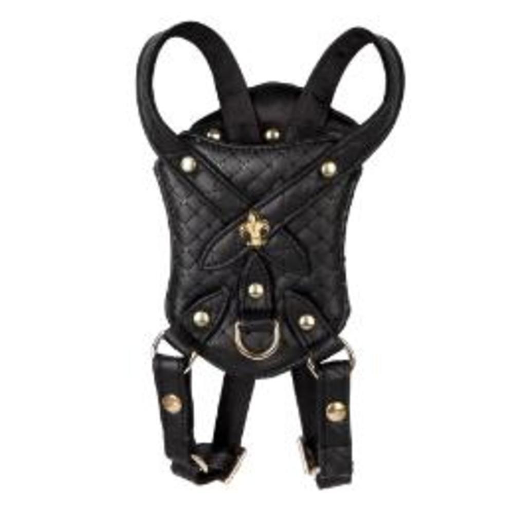 The Black Sparkle Vegan Leather Dog Harness with Matching Leash- Large